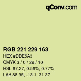 Color code: RGB 221 229 163 | qconv.com