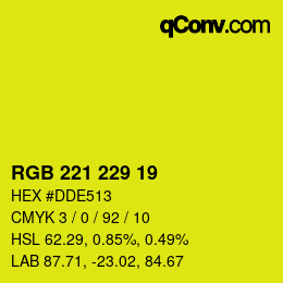 Color code: RGB 221 229 19 | qconv.com