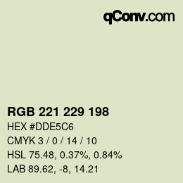 Color code: RGB 221 229 198 | qconv.com