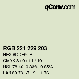 Color code: RGB 221 229 203 | qconv.com