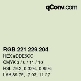 カラーコード: RGB 221 229 204 | qconv.com