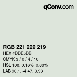 Color code: RGB 221 229 219 | qconv.com