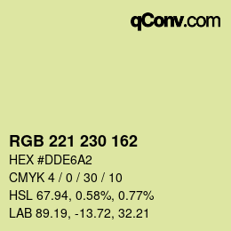 Color code: RGB 221 230 162 | qconv.com