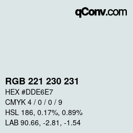 カラーコード: RGB 221 230 231 | qconv.com
