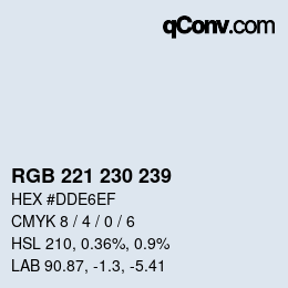 Color code: RGB 221 230 239 | qconv.com