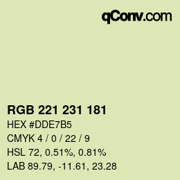 Color code: RGB 221 231 181 | qconv.com