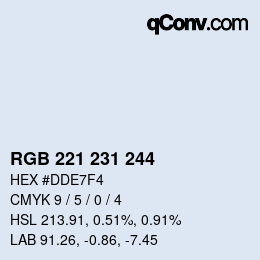 颜色代码: RGB 221 231 244 | qconv.com