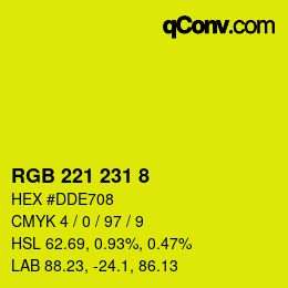 Color code: RGB 221 231 8 | qconv.com