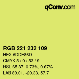 Color code: RGB 221 232 109 | qconv.com