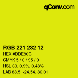 Color code: RGB 221 232 12 | qconv.com