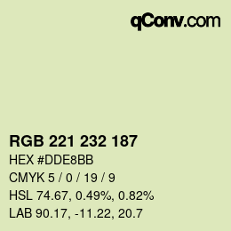 Color code: RGB 221 232 187 | qconv.com