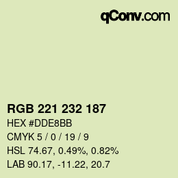 カラーコード: RGB 221 232 187 | qconv.com