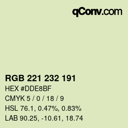 Color code: RGB 221 232 191 | qconv.com