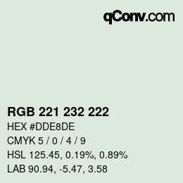 Color code: RGB 221 232 222 | qconv.com