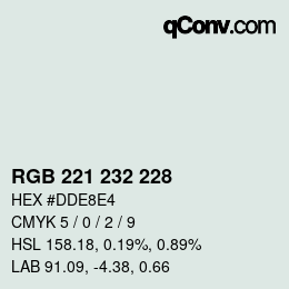 颜色代码: RGB 221 232 228 | qconv.com