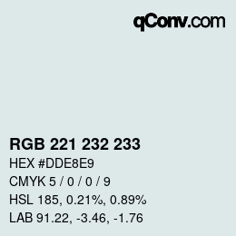 Color code: RGB 221 232 233 | qconv.com