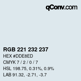 Color code: RGB 221 232 237 | qconv.com