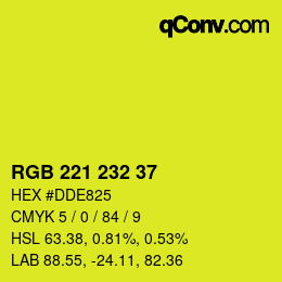 Color code: RGB 221 232 37 | qconv.com