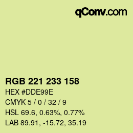 Color code: RGB 221 233 158 | qconv.com