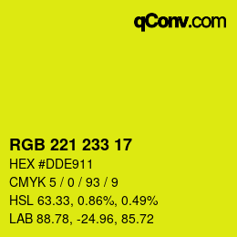 Color code: RGB 221 233 17 | qconv.com