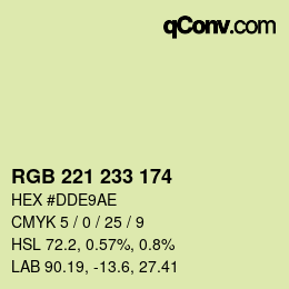 Color code: RGB 221 233 174 | qconv.com