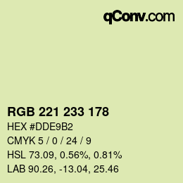 Color code: RGB 221 233 178 | qconv.com