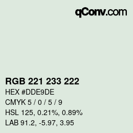 Color code: RGB 221 233 222 | qconv.com