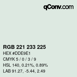 Farbcode: RGB 221 233 225 | qconv.com