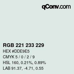 Color code: RGB 221 233 229 | qconv.com