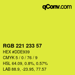 Color code: RGB 221 233 57 | qconv.com