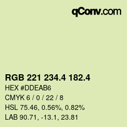 カラーコード: RGB 221 234.4 182.4 | qconv.com