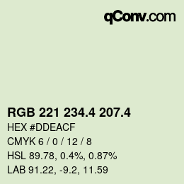 カラーコード: RGB 221 234.4 207.4 | qconv.com
