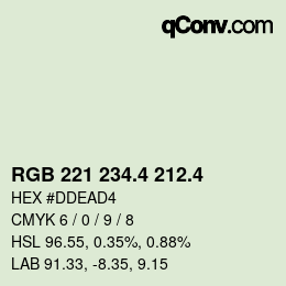 カラーコード: RGB 221 234.4 212.4 | qconv.com