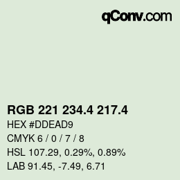 カラーコード: RGB 221 234.4 217.4 | qconv.com