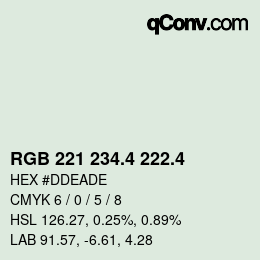 カラーコード: RGB 221 234.4 222.4 | qconv.com