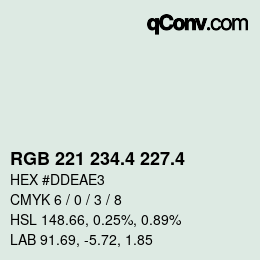 カラーコード: RGB 221 234.4 227.4 | qconv.com