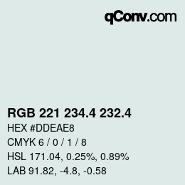 カラーコード: RGB 221 234.4 232.4 | qconv.com