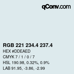 カラーコード: RGB 221 234.4 237.4 | qconv.com