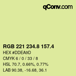 カラーコード: RGB 221 234.8 157.4 | qconv.com