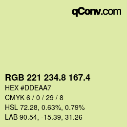 カラーコード: RGB 221 234.8 167.4 | qconv.com