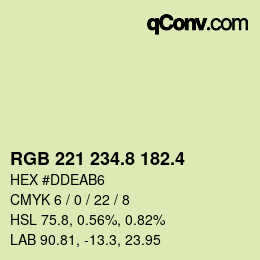 カラーコード: RGB 221 234.8 182.4 | qconv.com