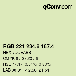 カラーコード: RGB 221 234.8 187.4 | qconv.com