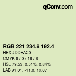カラーコード: RGB 221 234.8 192.4 | qconv.com
