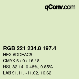 カラーコード: RGB 221 234.8 197.4 | qconv.com