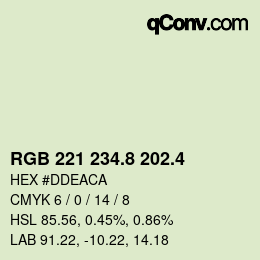 カラーコード: RGB 221 234.8 202.4 | qconv.com