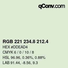 カラーコード: RGB 221 234.8 212.4 | qconv.com