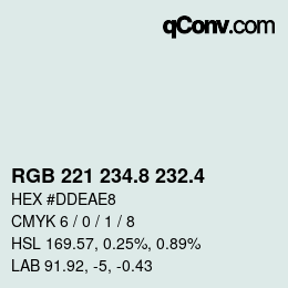 カラーコード: RGB 221 234.8 232.4 | qconv.com