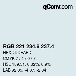 カラーコード: RGB 221 234.8 237.4 | qconv.com