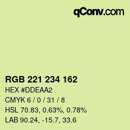 Color code: RGB 221 234 162 | qconv.com