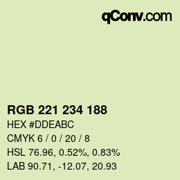 Color code: RGB 221 234 188 | qconv.com
